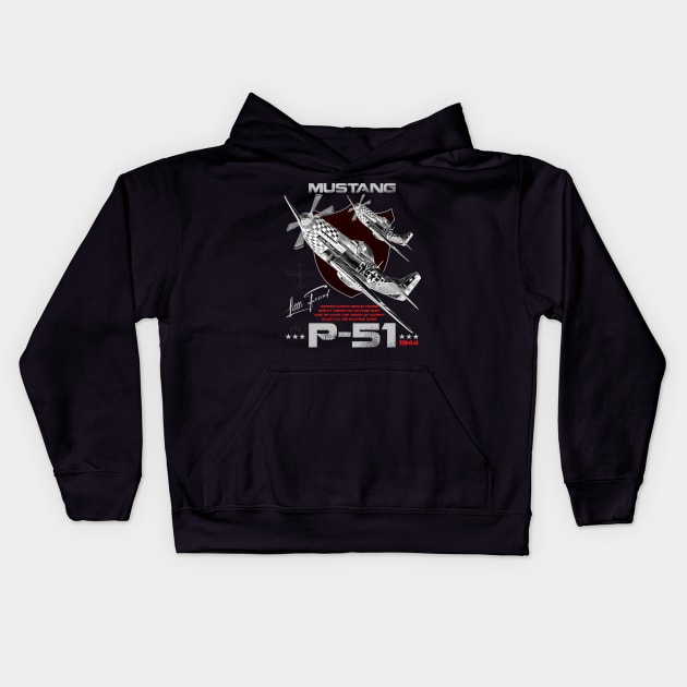 P51 Mustang WW2 Fighter Aircraft Kids Hoodie by aeroloversclothing
